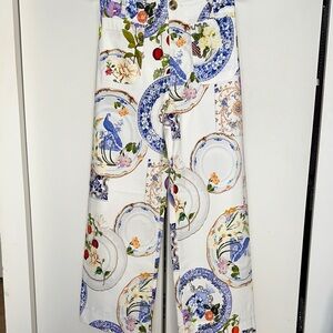 The Colette Magic Fabric Crop Wide-Leg Pants by Maeve. Beautiful spring pattern